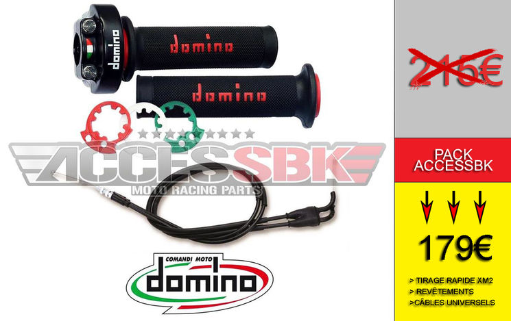 PACK Poignée de Gaz à tirage Rapide Domino XM2 + Câbles universels