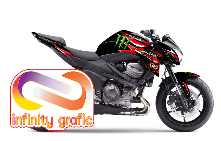 KAWASAKI Z800 - KIT CAMOUFLAGE NOIR ROUGE by INFINITY GRAFIC