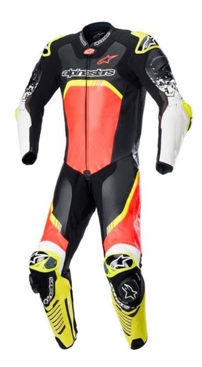 Combinaison ALPINESTARS GP TECH V4 racing noir/rouge fluo/jaune fluo