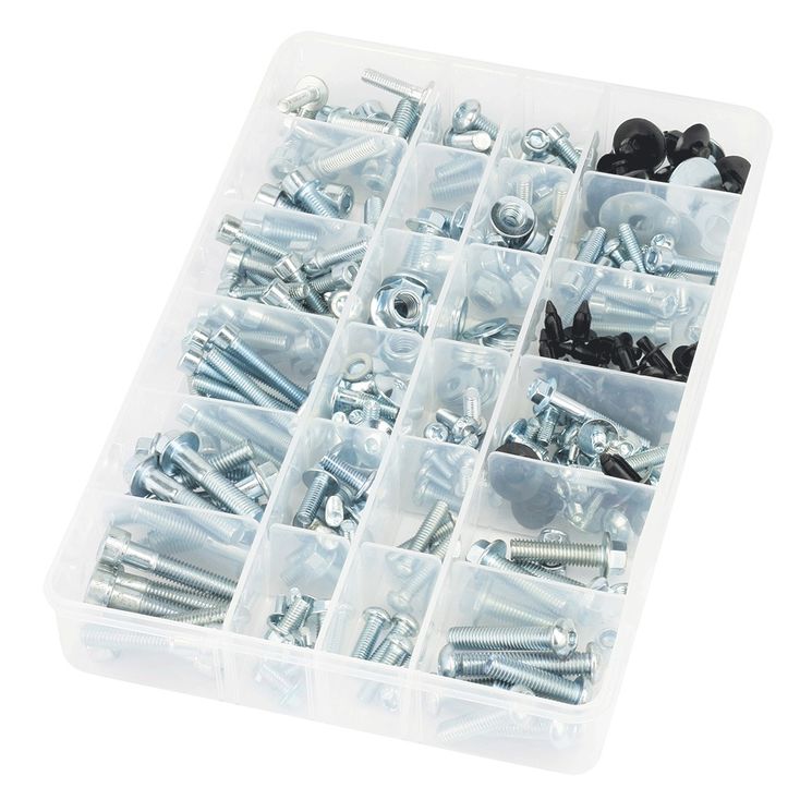 Coffret de vis, écrous, rondelles, clips  (258 PCS)